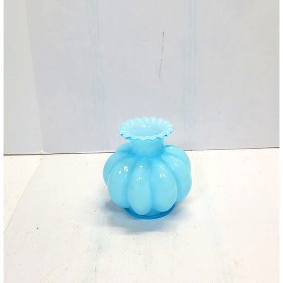 Vintage Fenton Cologne Bottle No Stopper Blue Overlay - Picture 1 of 5